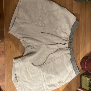 Vans sweat shorts in cream with herringbone pattern.